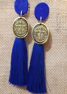 Handcrafted clay tassel earrings